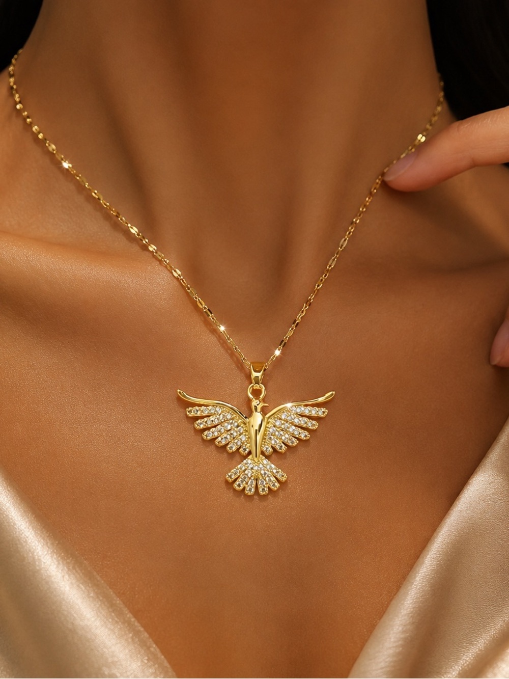 Gold Bird Statement Pendant Necklace - Women Jewelry